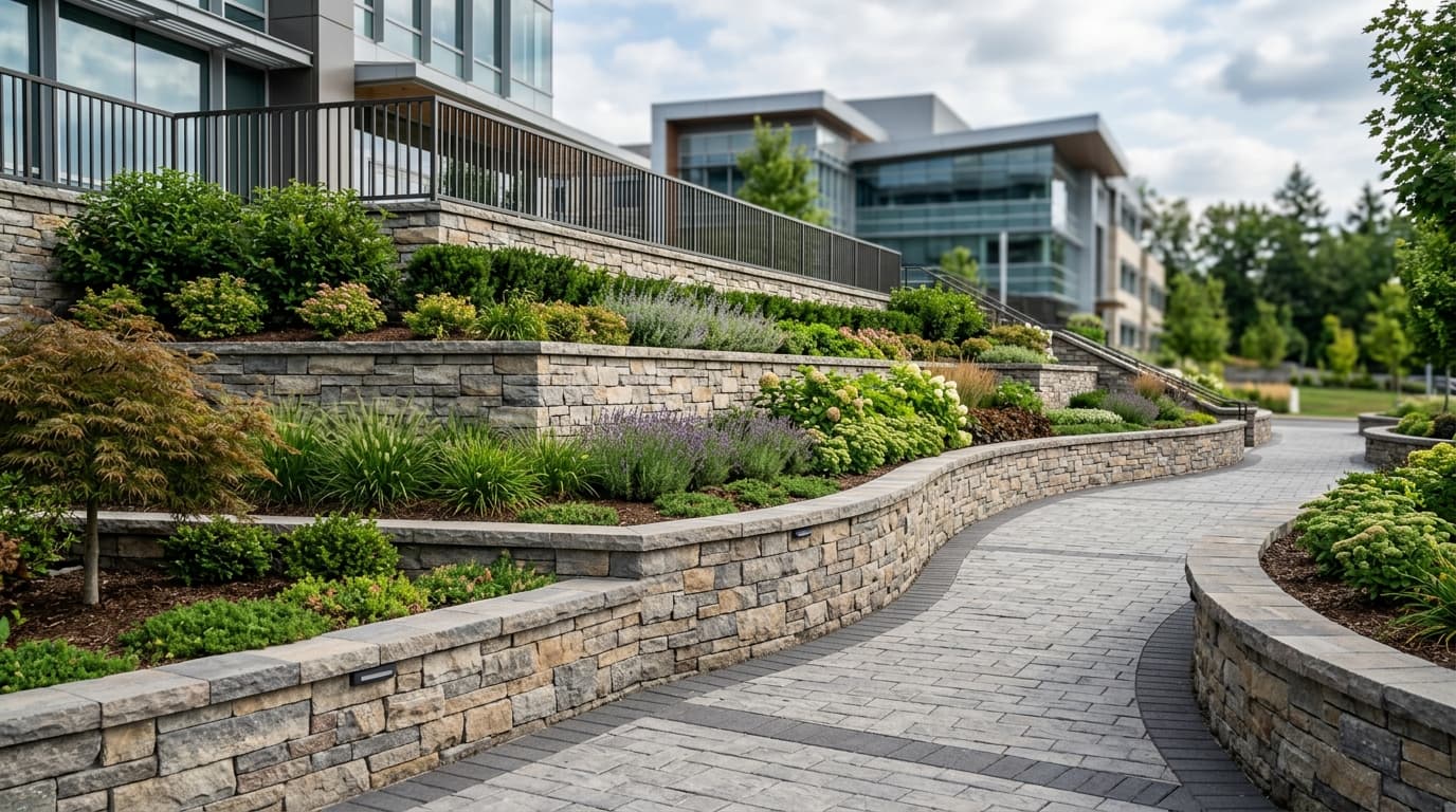 Large commercial retaining wall